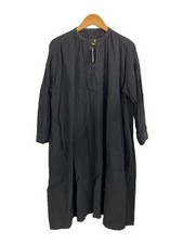 nest Robe Long Sleeve Dress - Linen BLK Plain 01151-2126
