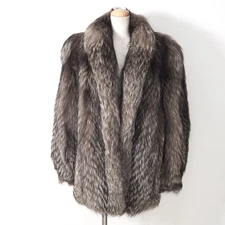 **Excellent SAGA FOX Gold Label Silver Fox Real Fur Luxury Coat Beautiful Soft M