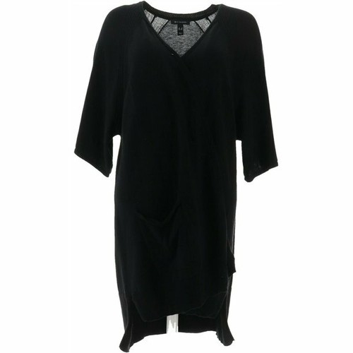 L H by Halston Open Front Raglan Short Sleeve Hi Low Sweater Cardigan A354119