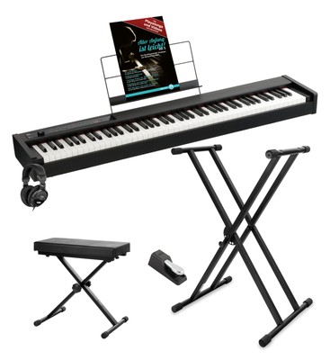 Korg D1 BK Stagepiano Set 88 Tasten Pedal Kopfhörer Bank Stativ Noten Schwarz