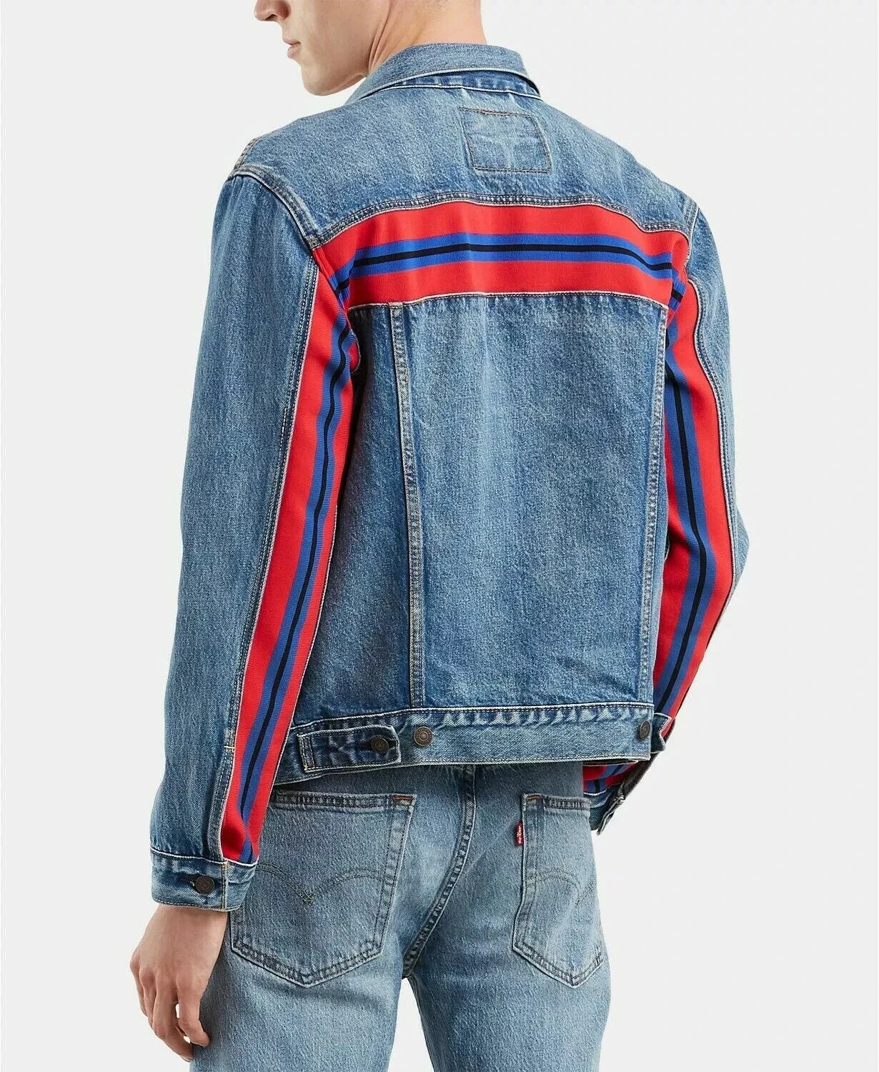 LEVI'S Mens Sz Medium Wash Denim Flap Pocket Trucker Jean Jacket EXC 67783 NEW