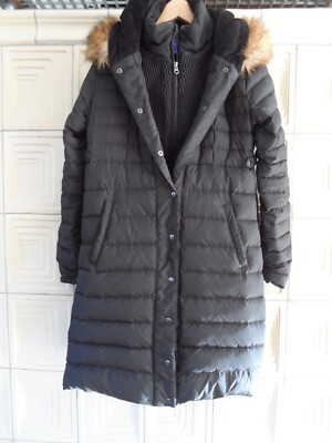 Damen Seraphine Steppmantel schwarz m.Kapuze/Fell Gr. 38