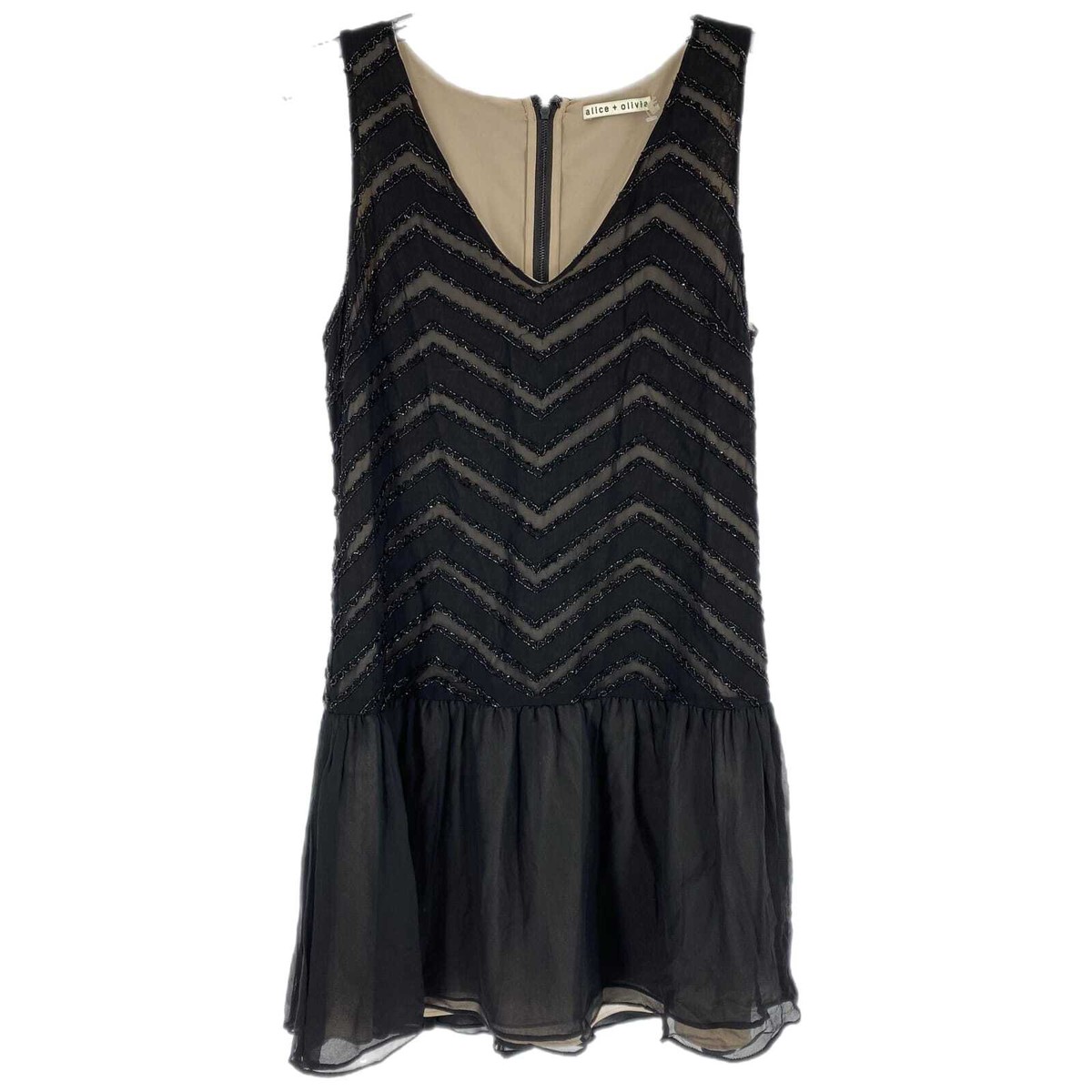 alice and olivia black beaded dress LORY LONG DRESS/LARGE BLACK FLOWERS P816 main image 1