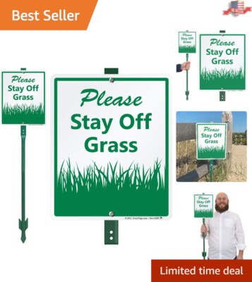 Long-Lasting 12 x 10 Aluminum Yard Sign with Bend-Proof Stake   Green & White