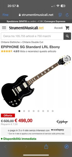 EPIPHONE SG Standard LRL Ebony - Imagen 7 de 7