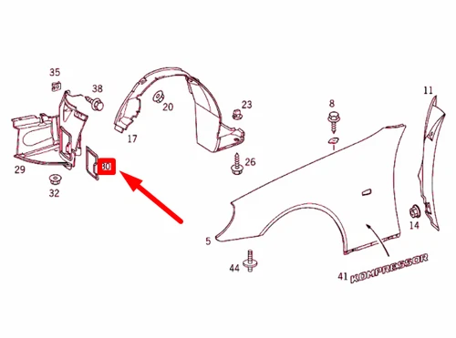 NEU MERCEDES-BENZ SLK R170 VORDERE RECHTE RADKASTENABDECKUNG A1708840222 - Bild 6 von 11
