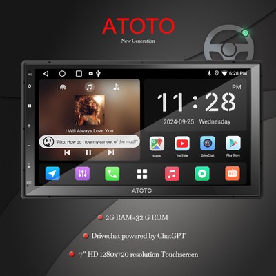 ATOTO 7 Zoll 2 DIN Autoradio Apple Carplay Android 10 DAB Bluetooth mit Sat Navi