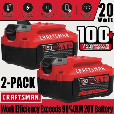 2pcs 4.0Ah For Craftsman V20 20Volt MAX Lithium Battery CMCB204 CMCB202 CMCB205