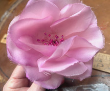 vintage millinery 1960s flower pink orchid 4" silk 1pc pin back USA