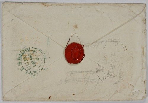 17 Rate 1856 Brief. Armhalteschwert Wachssiegel & grünes Aylesbury, England erhalten - Bild 2 von 3