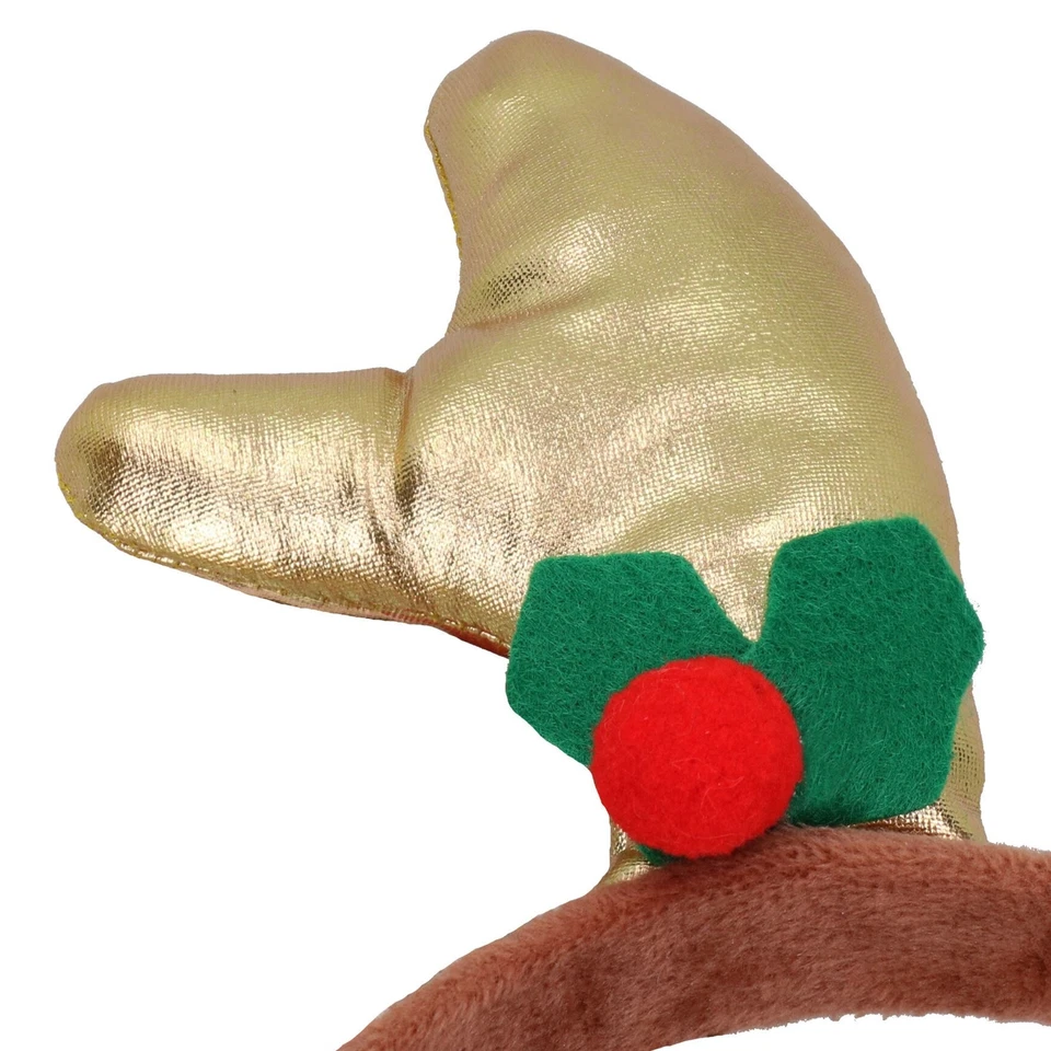 Bandeau bois doré de Noël 3 pièces pour chien, nouveauté humoristique, taille... - Photo 2/3