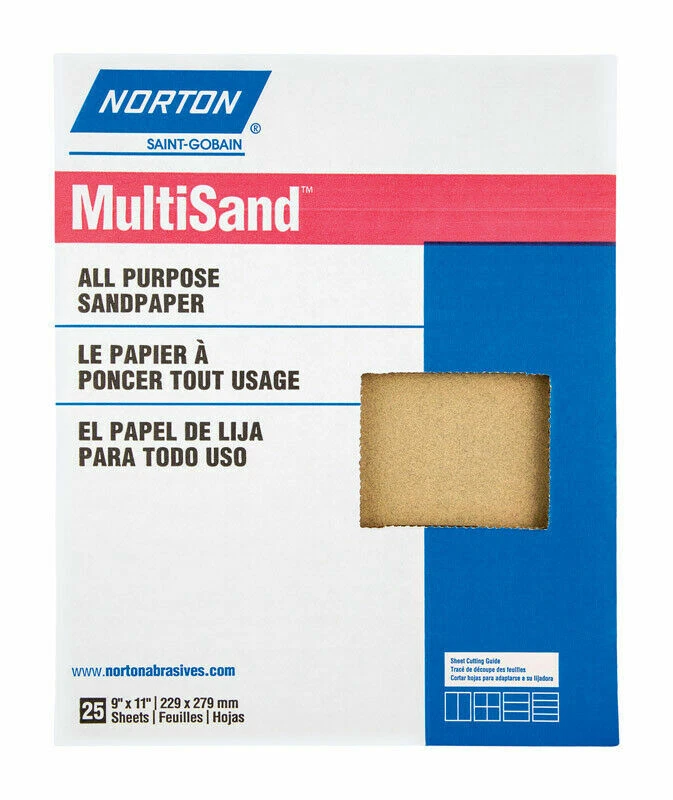 Sanding Sheet 11" x 9" 220 Grit Aluminum Oxide Norton 220Grit (2 Boxes 25-Pack) - Image 2 of 2