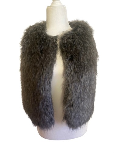 Vince Faux Fur Vest Womens M Gray Plush 