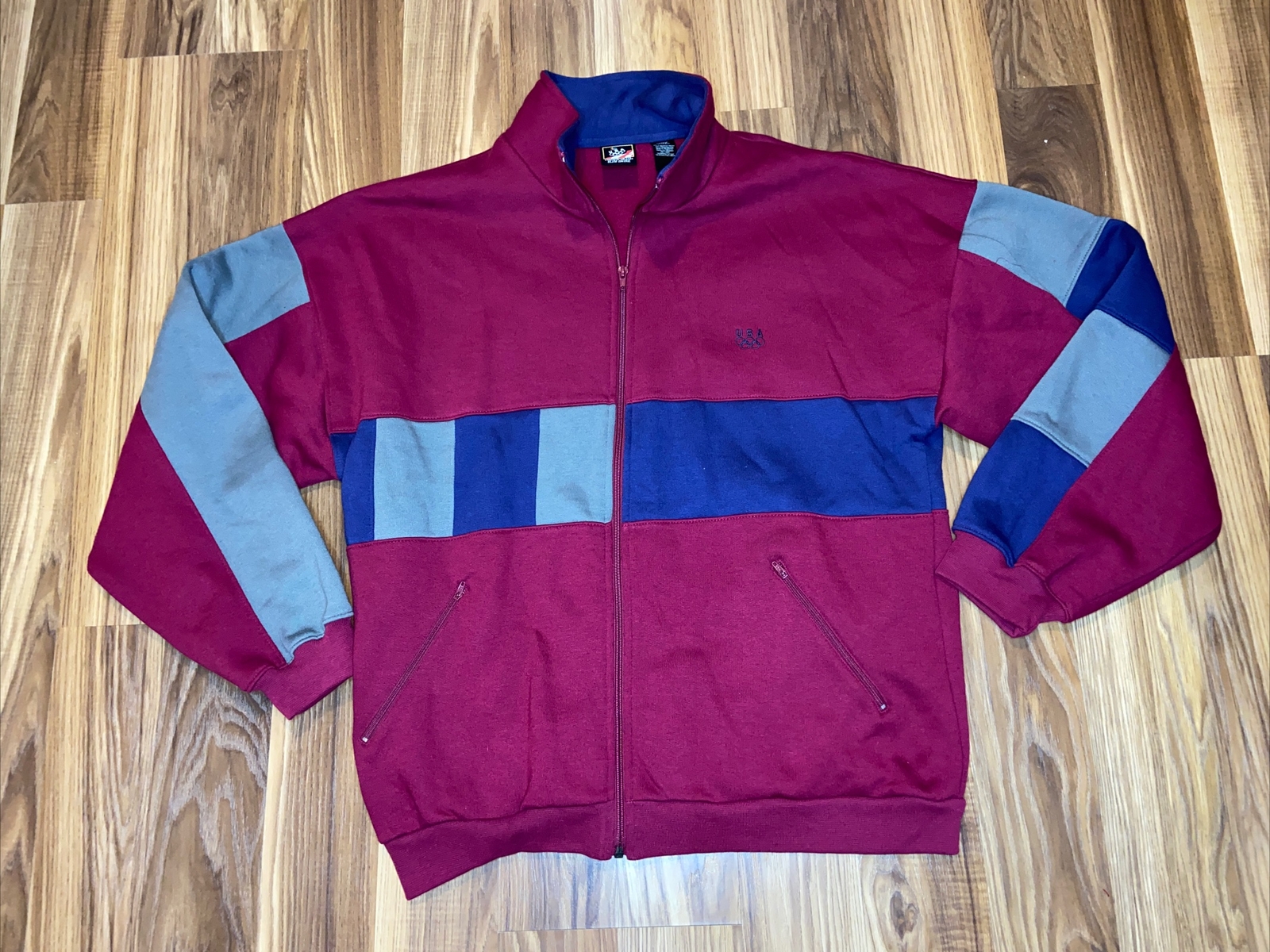 Vintage JC Penny USA Olympic Track Jacket Men’s Size Large (L) Color Block