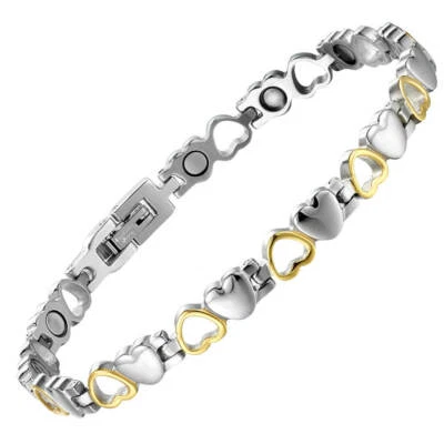 GAUSSTHERAPY Cupid Love Silver & Gold Magnetic Bracelet For Women - Arthritis Pain Relief