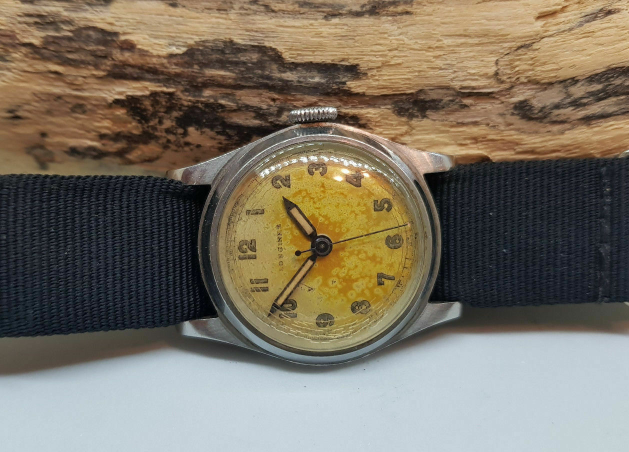 1944 WW2 Longines Manual Wind military style Wristwatch Model 63028 with Gorgeous Original Arabic Dial main image 1