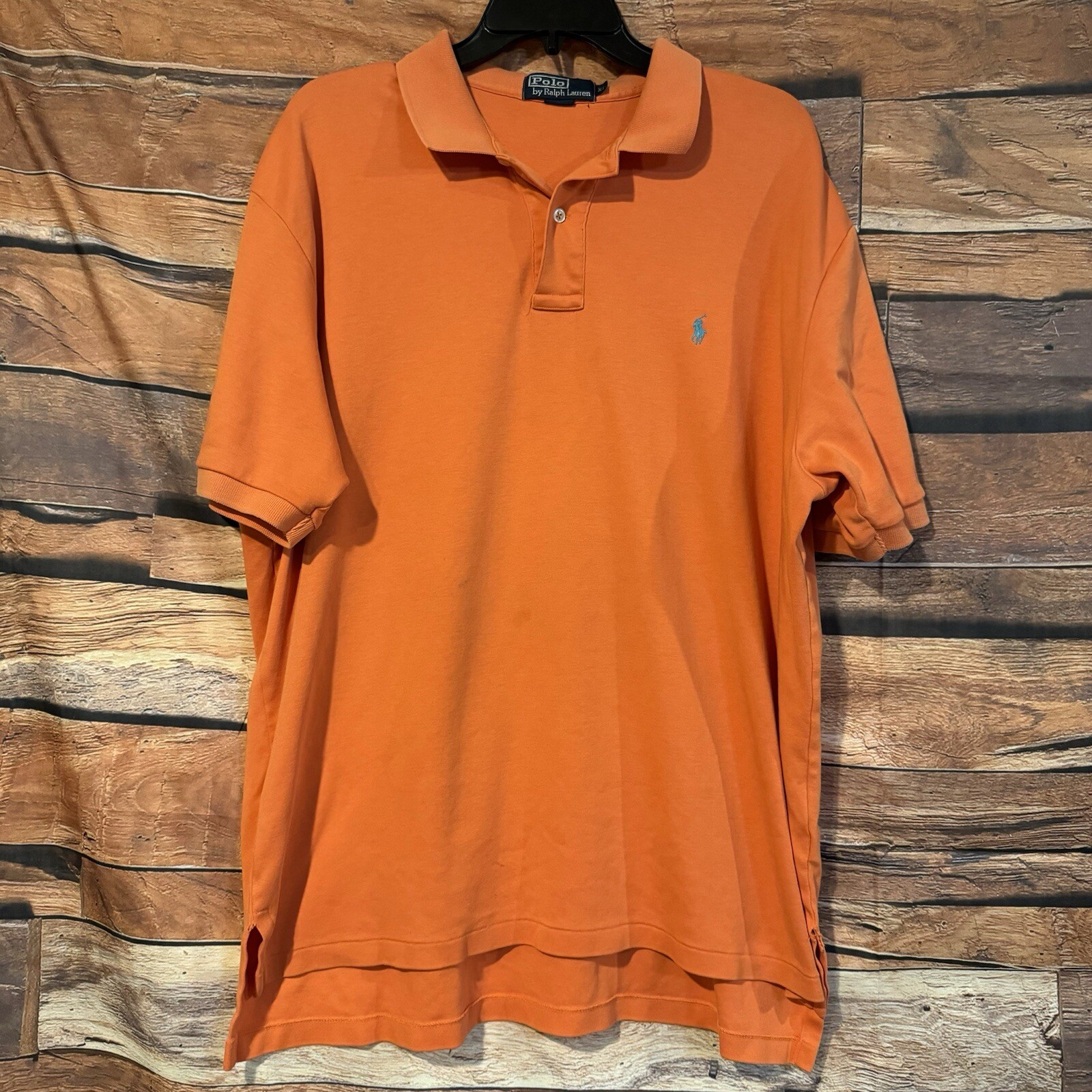 Polo Ralph Lauren camicia uomo XL arancione manica corta verde pony golf passeggio vintage