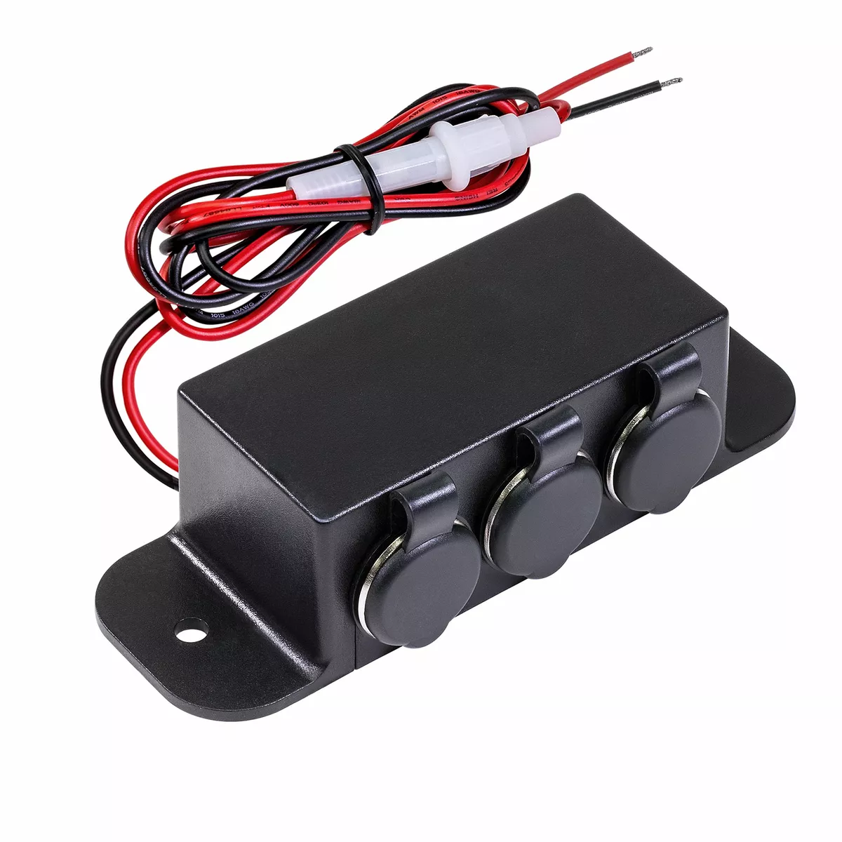 3 Port Cigarette Lighter Adapter Outlet Extension Box 12V DC 15A