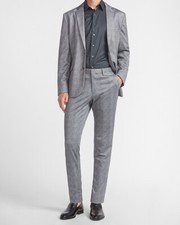 NEW EXPRESS 98 GRAY PLAID EXTRA SLIM LUXE COMFORT SOFT SUIT PANT SZ 30/32