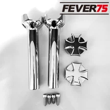 Drag Specialties 8" Silver Handlebar Risers 1.5" Pullback/Top Clamp Kit Harley