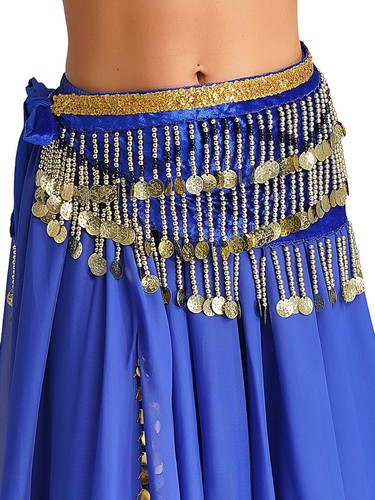 Women Belly Dance Dress 2Pcs Sequin Bra Top with Hip Scarf Set Carnival Costume - Picture 70 of 102