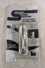 Vintage NEW Heavy Duty Retractable Garment Hook Wall Mount Steel Storm Wizard