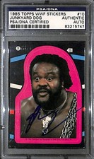 Junkyard Dog Signed 1985 Topps WWF Stickers Rookie Card #10 PSA/DNA COA WWE RC