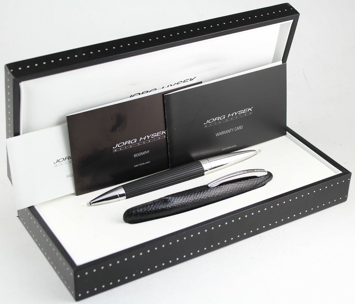 Jorg Hysek Palladium Black Rollerball/Ballpoint Pen with Pen Case