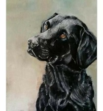 Original Oil  Painting Labrador Retriever Hunting Dog Black Lab Hunter Puppy Pet