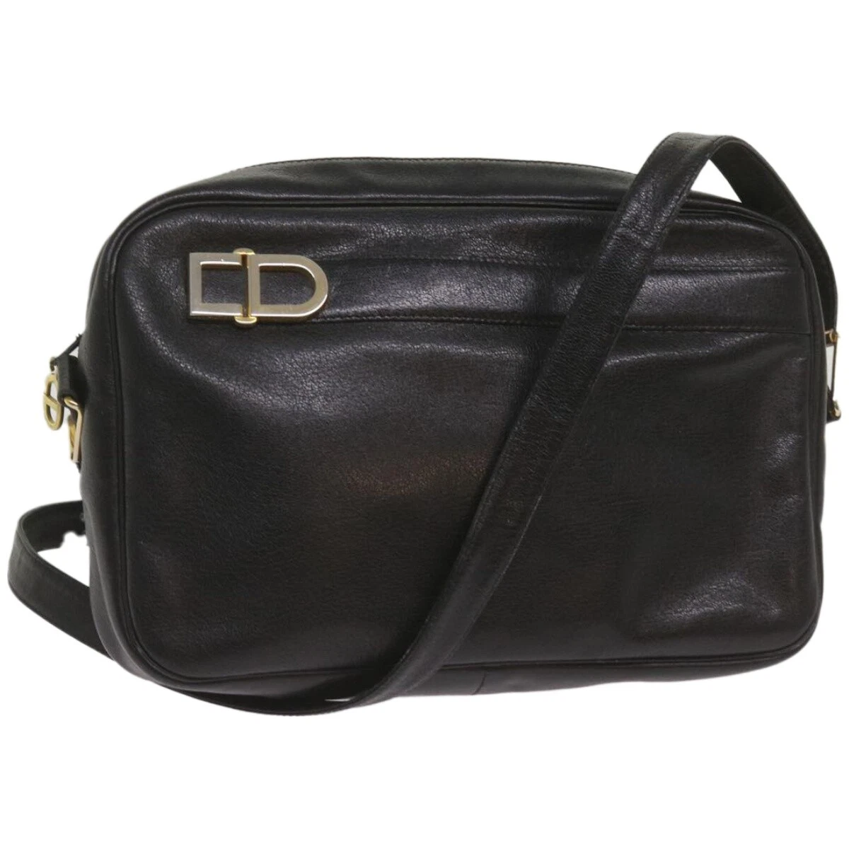 Sac bandoulière Christian Dior cuir noir authentique 68230