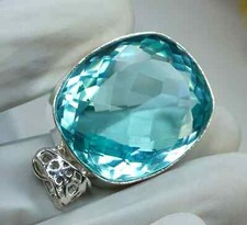 91.40 Ct Natural Aquamarine Topaz 925 Solid Silver Pendant Cushion Cut Gemstone