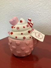 VALENTINE'S Hot Cocoa with Whipcream Topping LED Mug Hearts Pink ~NEW WITH TAG~