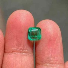 Natural Green Colombian Emerald Asscher Cut 9x9 MM Loose Untreated Gemstone A 