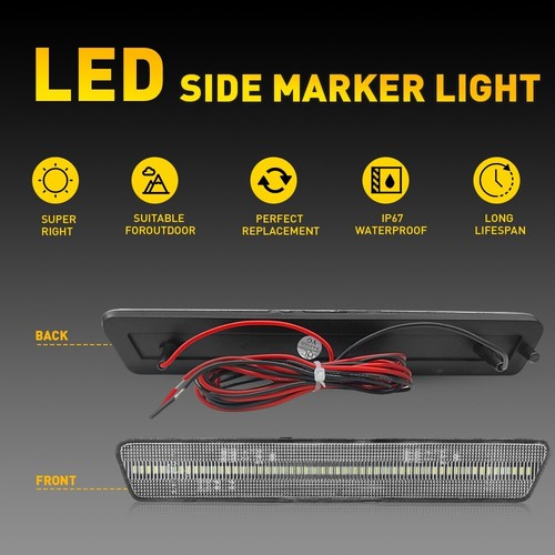 For 1999-2004 Ford Mustang Clear 2x LED Rear Bumper Reflector Side Marker Light - Picture 5 of 13