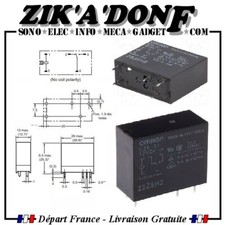 Relais OMRON G2R-14 12VDC 1RT "10A 250VAC" "10A 30VDC" Montage CI 5 pins