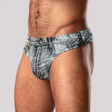 MALE POWER DENIM PRINT THONG MENS UNDERWEAR