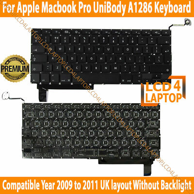 EMC 2563 2556 MacBook Pro A1286 UK Tastatur Baujahr Mitte 2009 bis 2012 ohne Hintergrundbeleuchtung