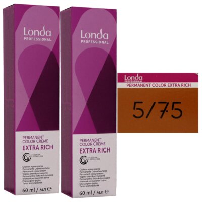 Londa Professional permanente Cremehaarfarbe Extra Rich 2 x 60 ml 5/75 hellbraun