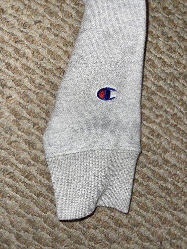 Sudadera con Capucha Champion Tejido Inverso Gris Jaspeado Deletreada Para Hombres Talla S - Imagen 4 de 5