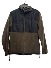 Chaps Mens Olive Black Fleece Jacket Full Zip Size S Polyester Lightweight