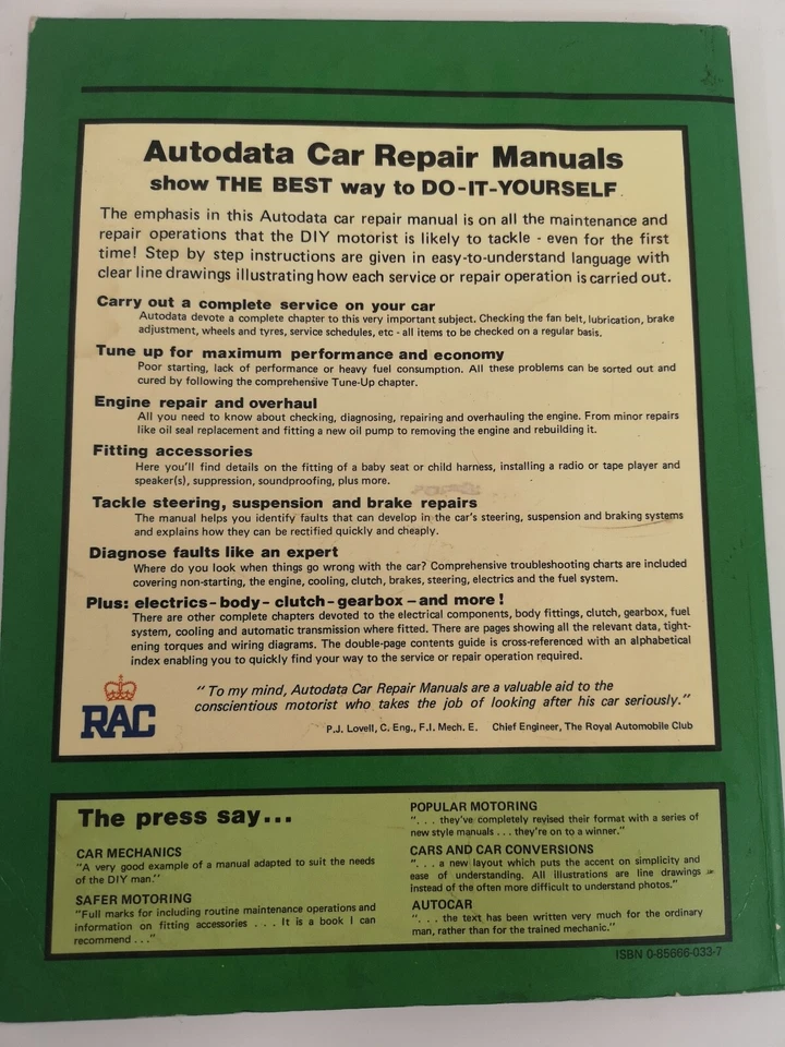Vintage Autodata 234 - Ford Escort MkII - 1975 to 1980 - Car Repair Manual - Image 2 of 4