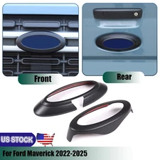 Matte Black Front&Rear Logo Emblem Badge Cover Trim Ring For Ford Maverick 2022