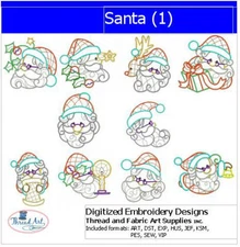 Embroidery Design Set - Santa(1) - 10 Designs - 9 Formats - USB Stick