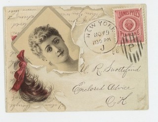 Mr Fancy Cancel Pyle's Pearline Soap Vintage Ad Card #1779