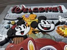 Hand Carved "Mickey's Runaway Railway" wood welcome sign 23"x23" and 2.5" deep — photo 2