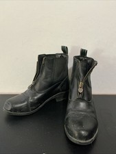ARIAT Kid's Devon Zip Black Leather Paddock Boot sz 11 Equestrian Dent