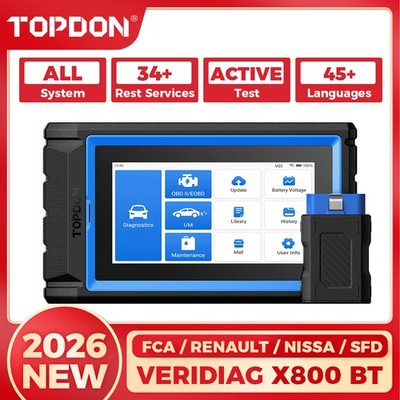2026 Newest TOPDON Veridiag X800BT Bidirectional All System 34+ Reset CAN-FD FCA