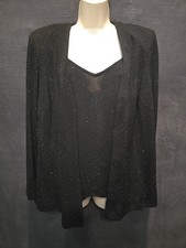 Alex Evenings Woman Plus Black Sparkle Glitter Tank Top Jacket Formal Set 2XL