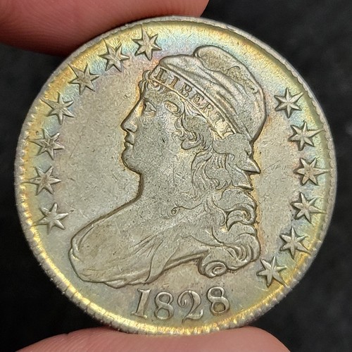 1828 Capped Bust 50c Half Dollar VF (Curl Base 2, No Knob, O-105, R-5) - Picture 3 of 4