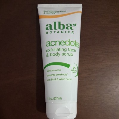 Alba Botanica Acnedote Maximum Strength Face & Body Scrub for Acne Treatment, Bl